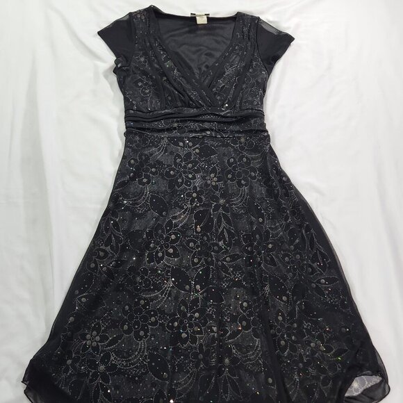 Vintage 90's Studio 1940 LBD Black Dress Flapper Glitter Bling Vintage size 6 - Picture 1 of 6
